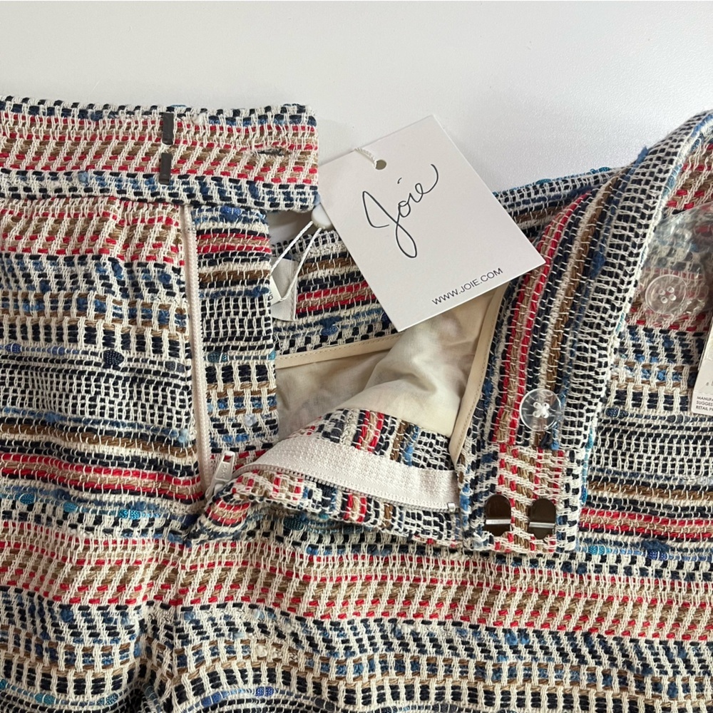 JOIE Merci Knit Print tweed Shorts in Sanitori Blue NWT 10 - Picture 4 of 10